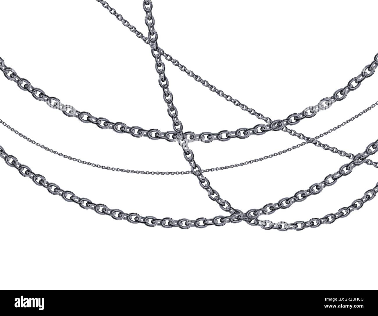 Realistic crossing metal chains with silver links on transparent  background. Vector illustration Stock Vector Image & Art - Alamy