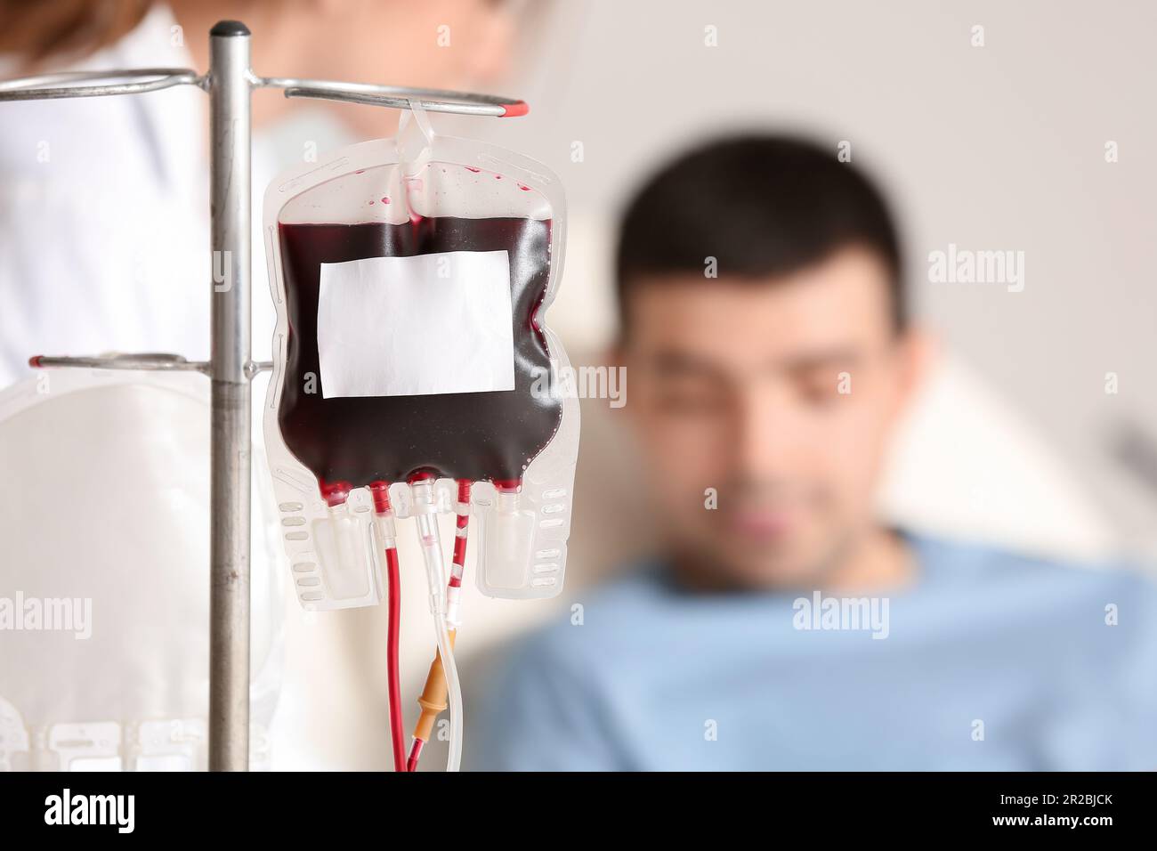 Blood pack for transfusion in clinic, closeup Stock Photo - Alamy