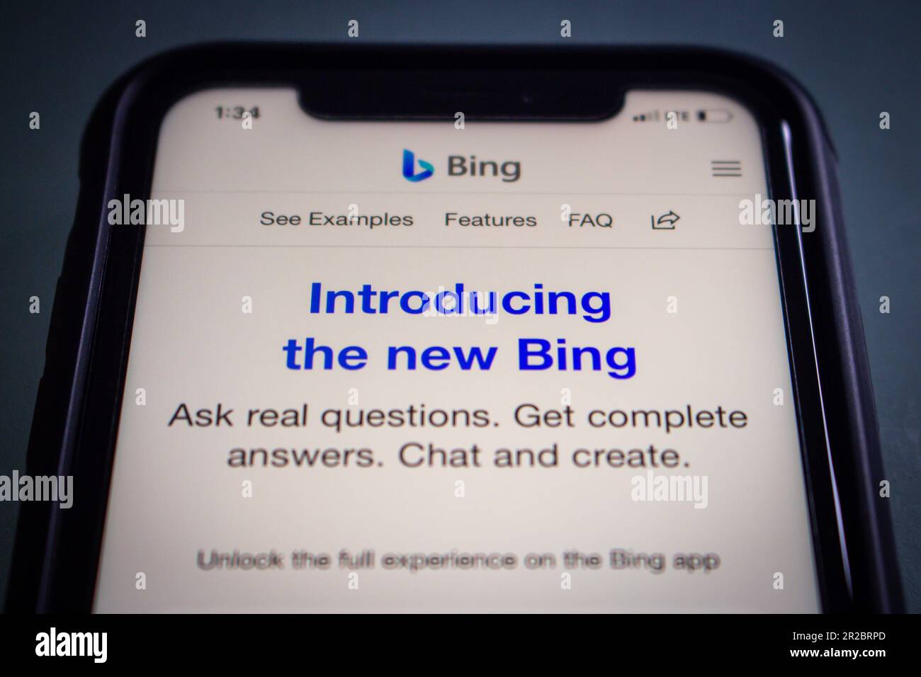 Vancouver, CANADA - May 14 2023 : A post “The New Bing - Learn More (Introducing the new Bing)” from AI-powered search engine Microsoft Bing website. Stock Photo
