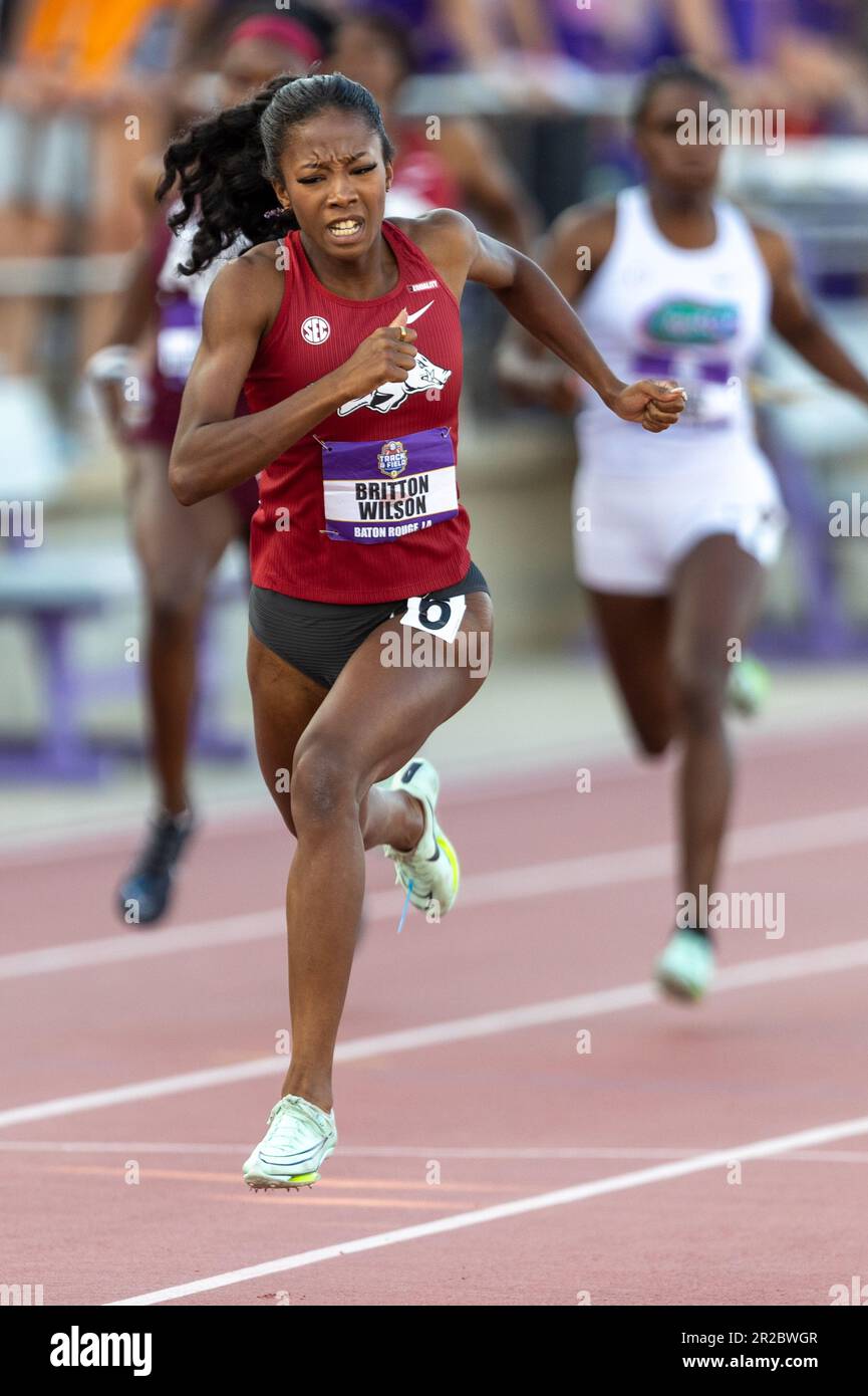 Arkansas’ Britton Wilson breaks her own 400 meter collegiate record with a time of 49.13 during the 2023 Southeastern Conference Track and Field Champ Stock Photo