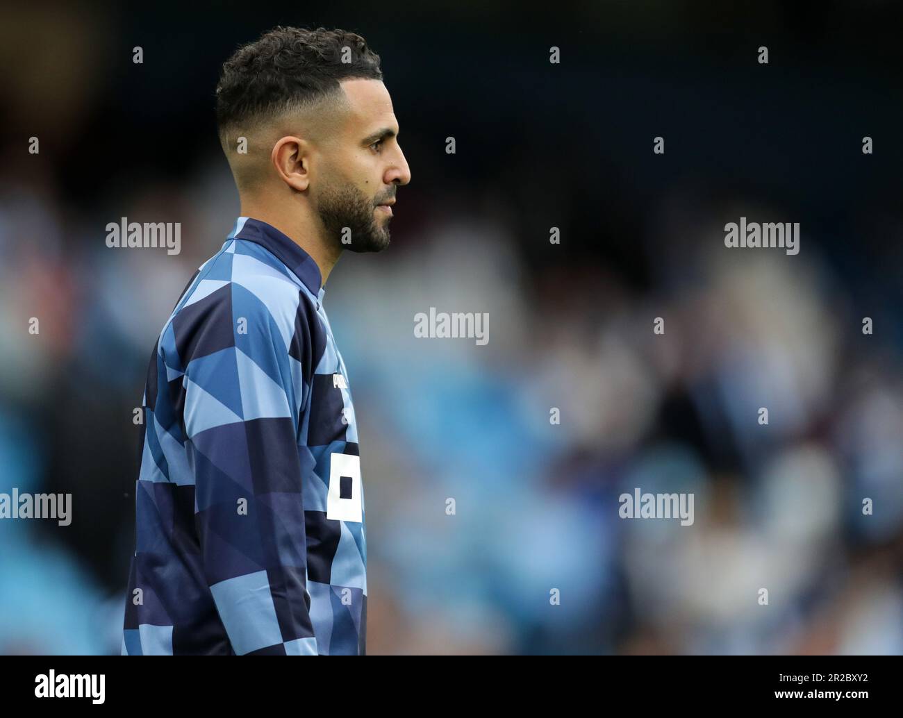 Etihad Stadium, Manchester, UK. 17th May, 2023. Champions League Football, Semi Final Second Leg, Manchester City versus Real Madrid; Riyad Mahrez of Manchester City during the pre match warm up Credit: Action Plus Sports/Alamy Live News Stock Photo
