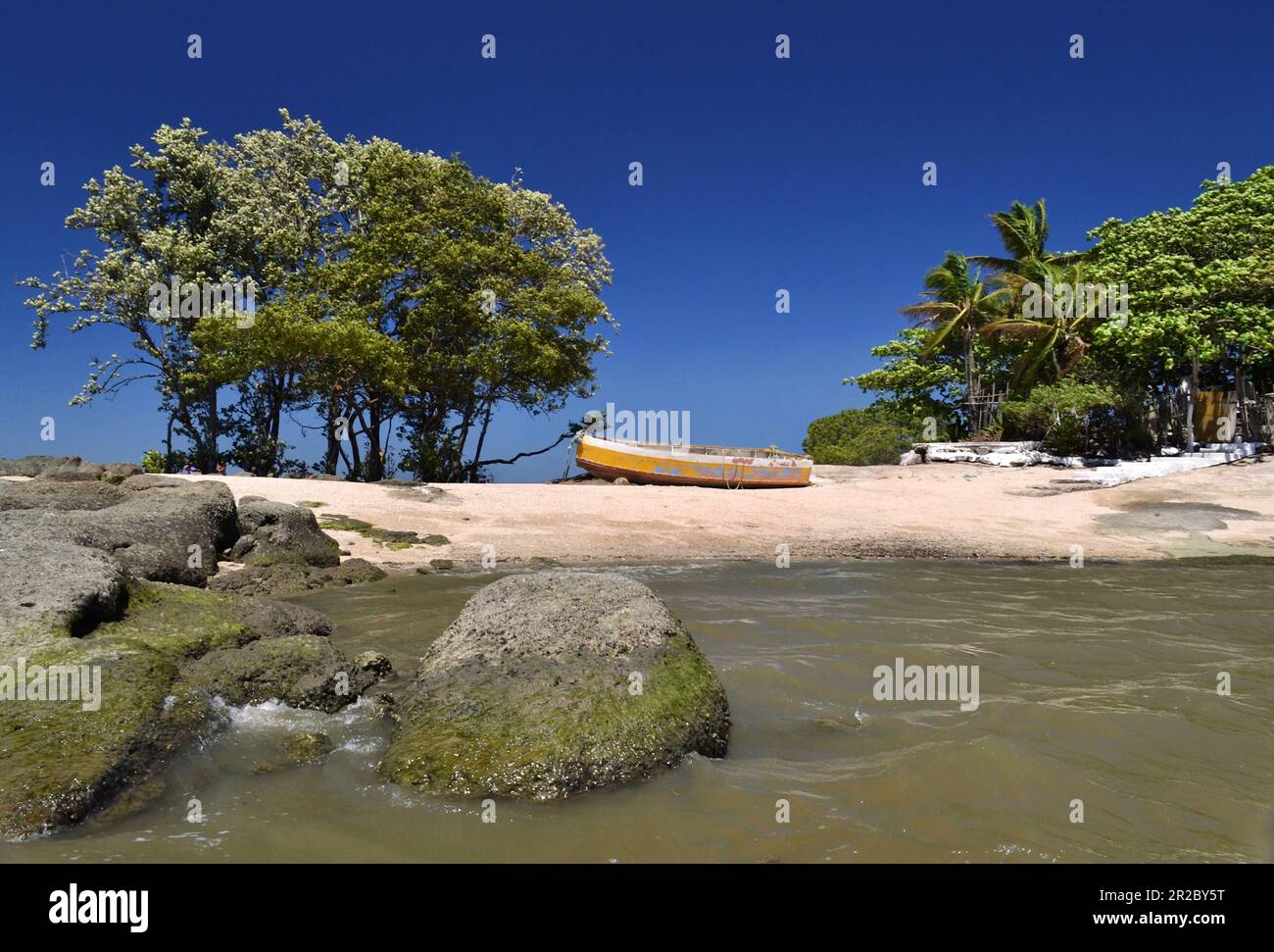 Small island in Brazil called Ilha do Tatú, in Sepetiba. A place that is far from the coast and transmits peace. Stock Photo