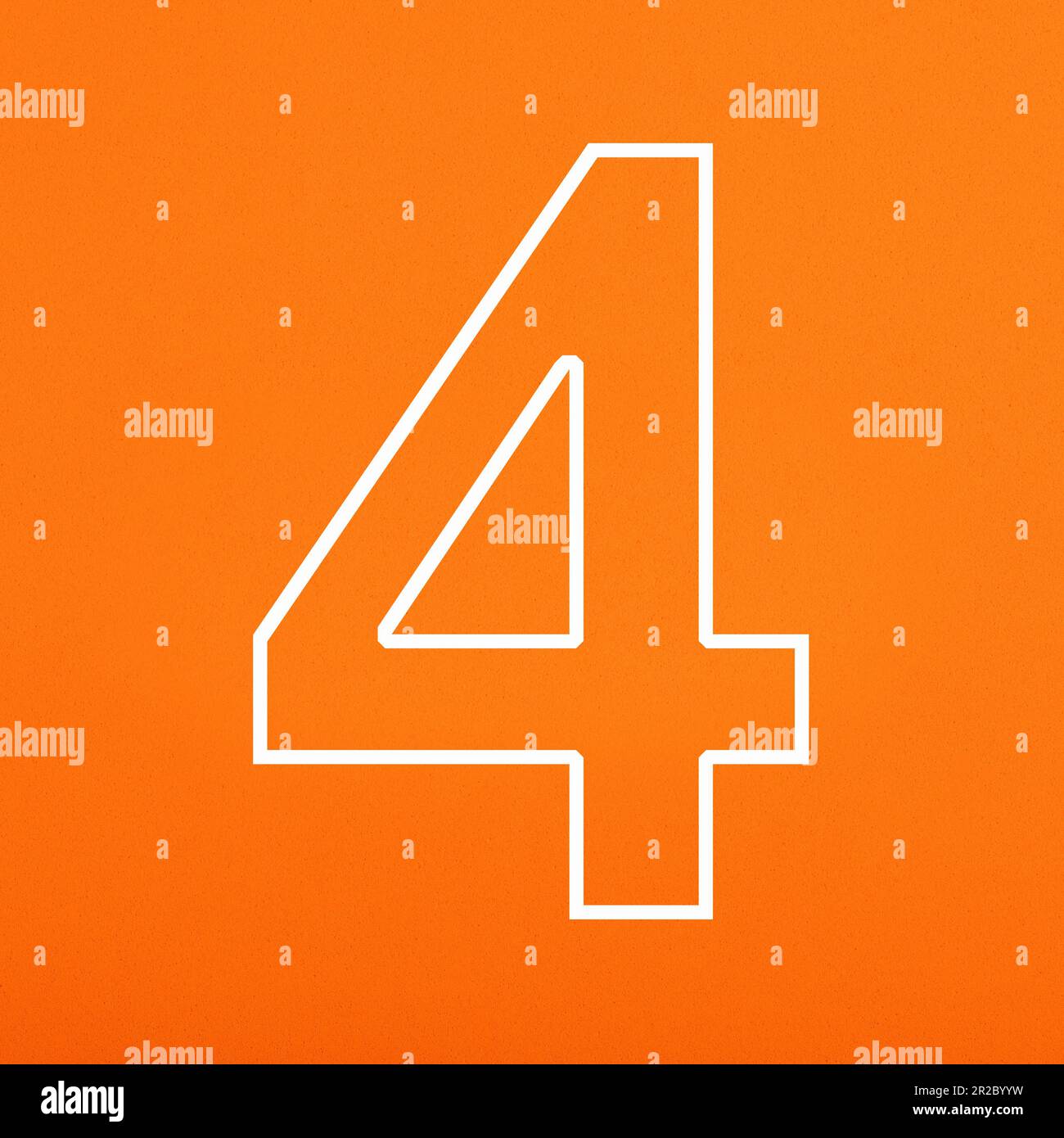 Four number written in white on orange foamy background Stock Photo