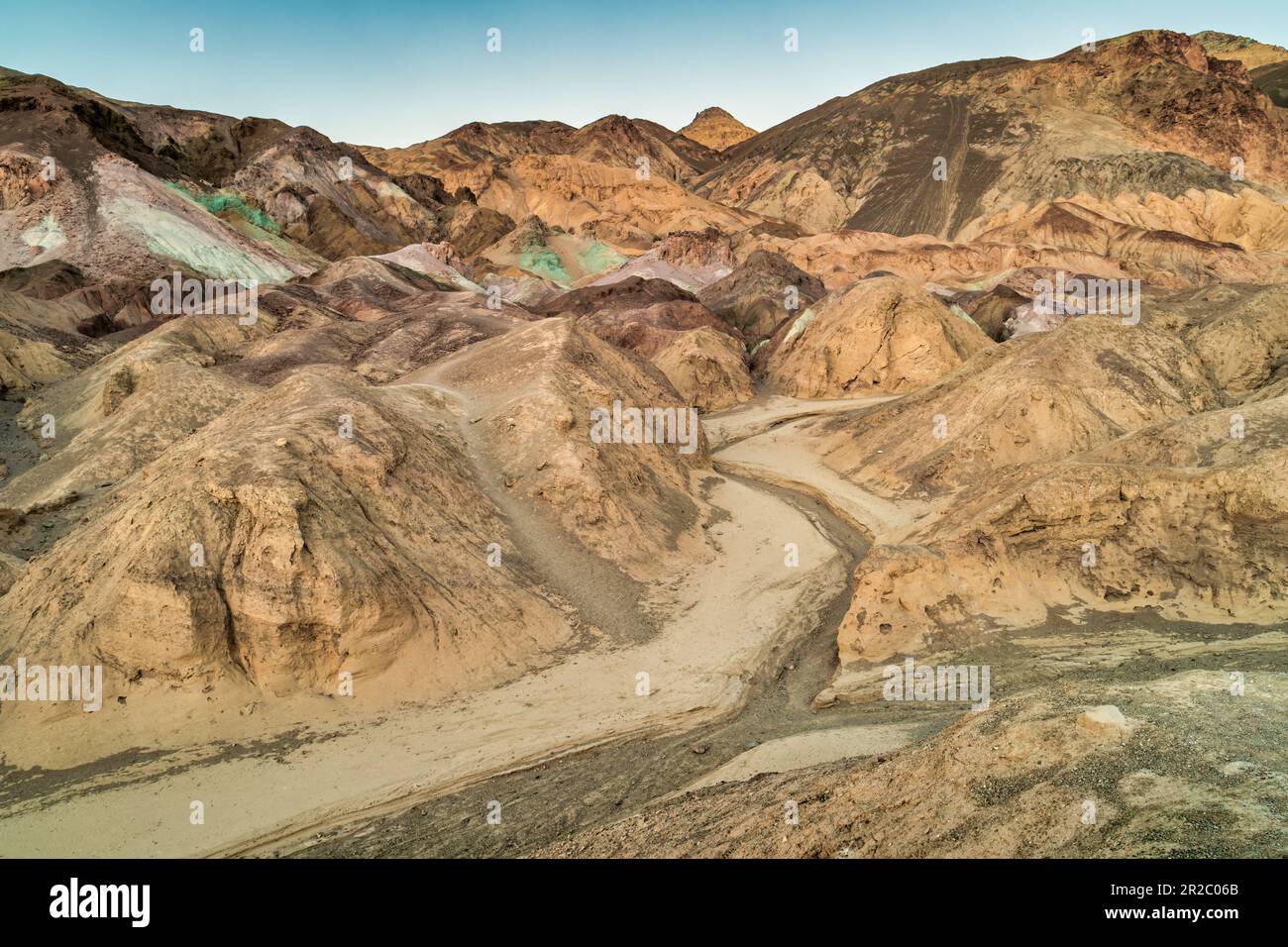 Colorful mudstone hills at Artist's Palette in Death Valley National Park, California, USA Stock