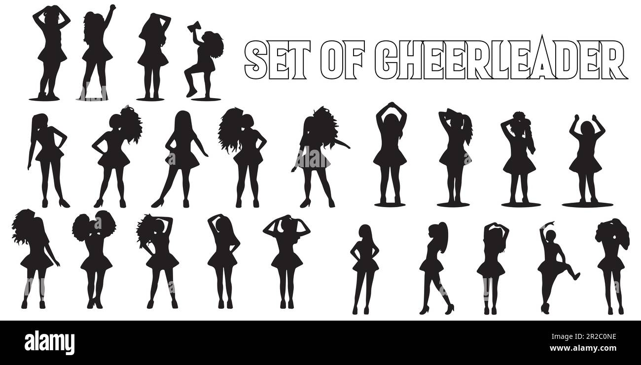 Silhouettes of a set of cheerleaders vector illustration Stock Vector ...