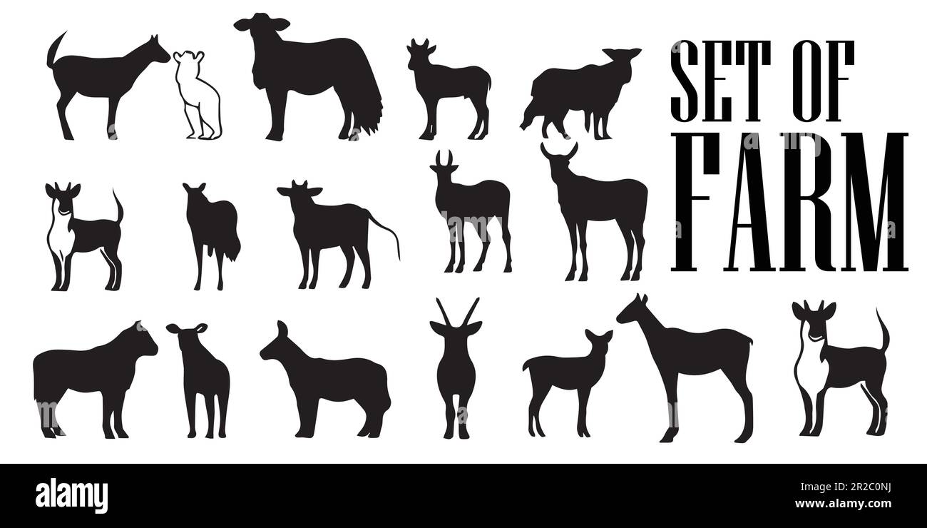 A collection of animal silhouette vector illustrations Stock Vector