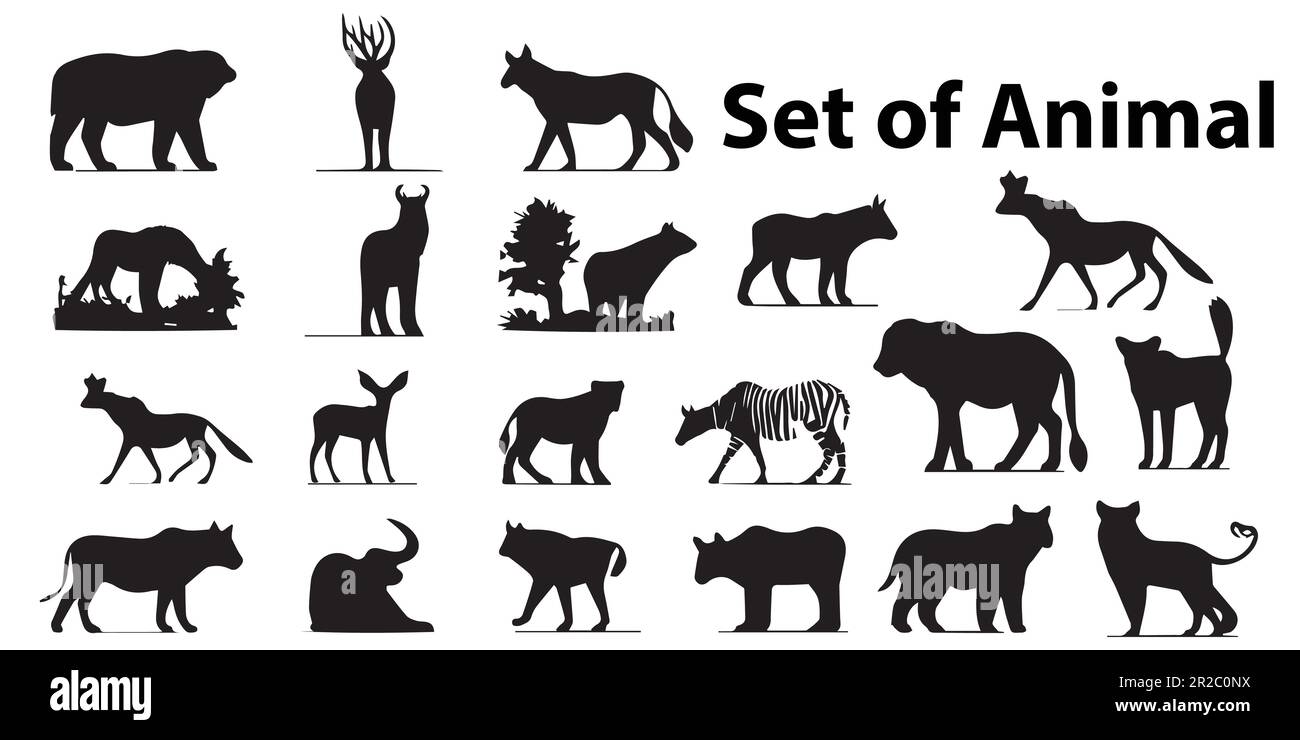 Silhouettes of animals vector illustration collection Stock Vector