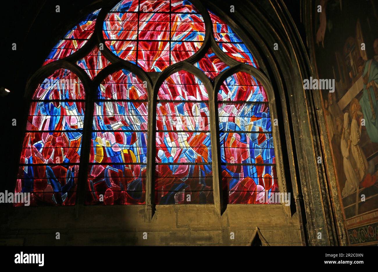 Stained glass window - Saint-Severin, Paris Stock Photo