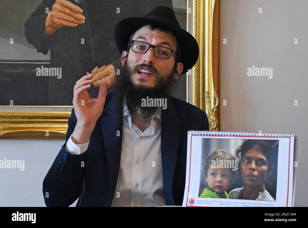 Indian Rabbi Rabbi Israel Kozlovsky, director of Nariman Lighthouse (Chabad) holds a ...