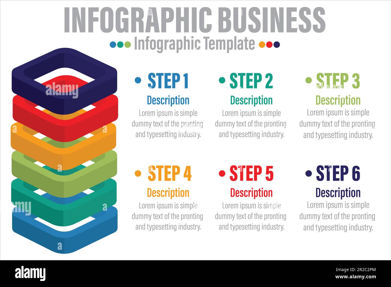 Pyramid Business process infographic template. 3D cube design with 6 ...