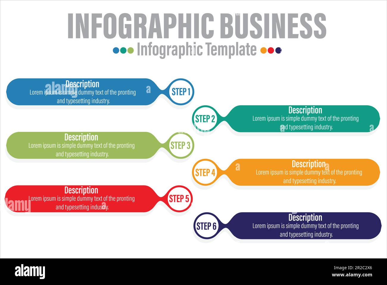 colorful timeline infographic with 6 Step or Six options design ...