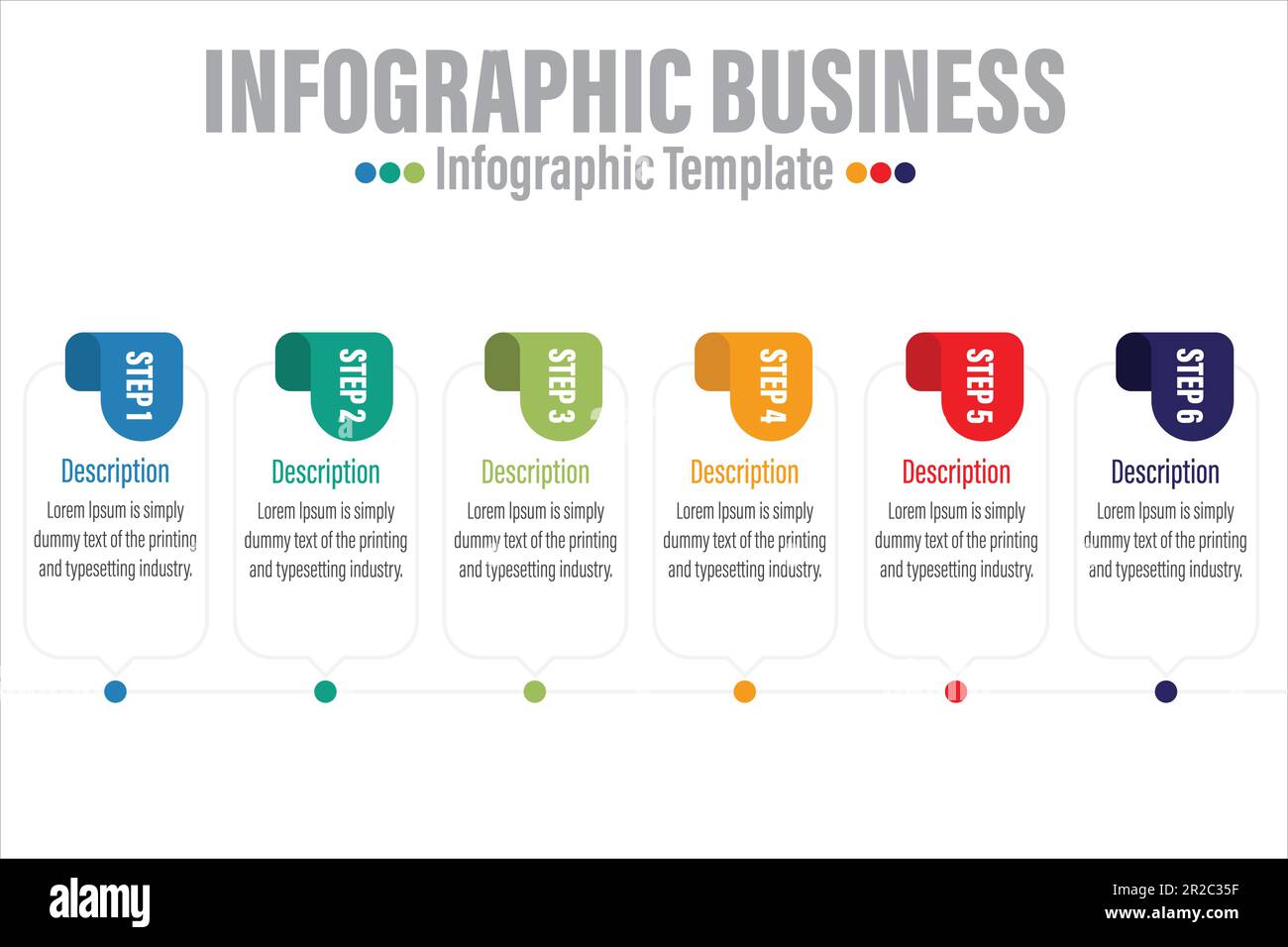Infographic template. 6 Step timeline journey, Flat simple infographics ...