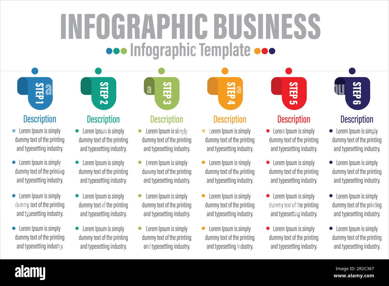 Infographic template. 6 Step timeline journey, Flat simple infographics ...