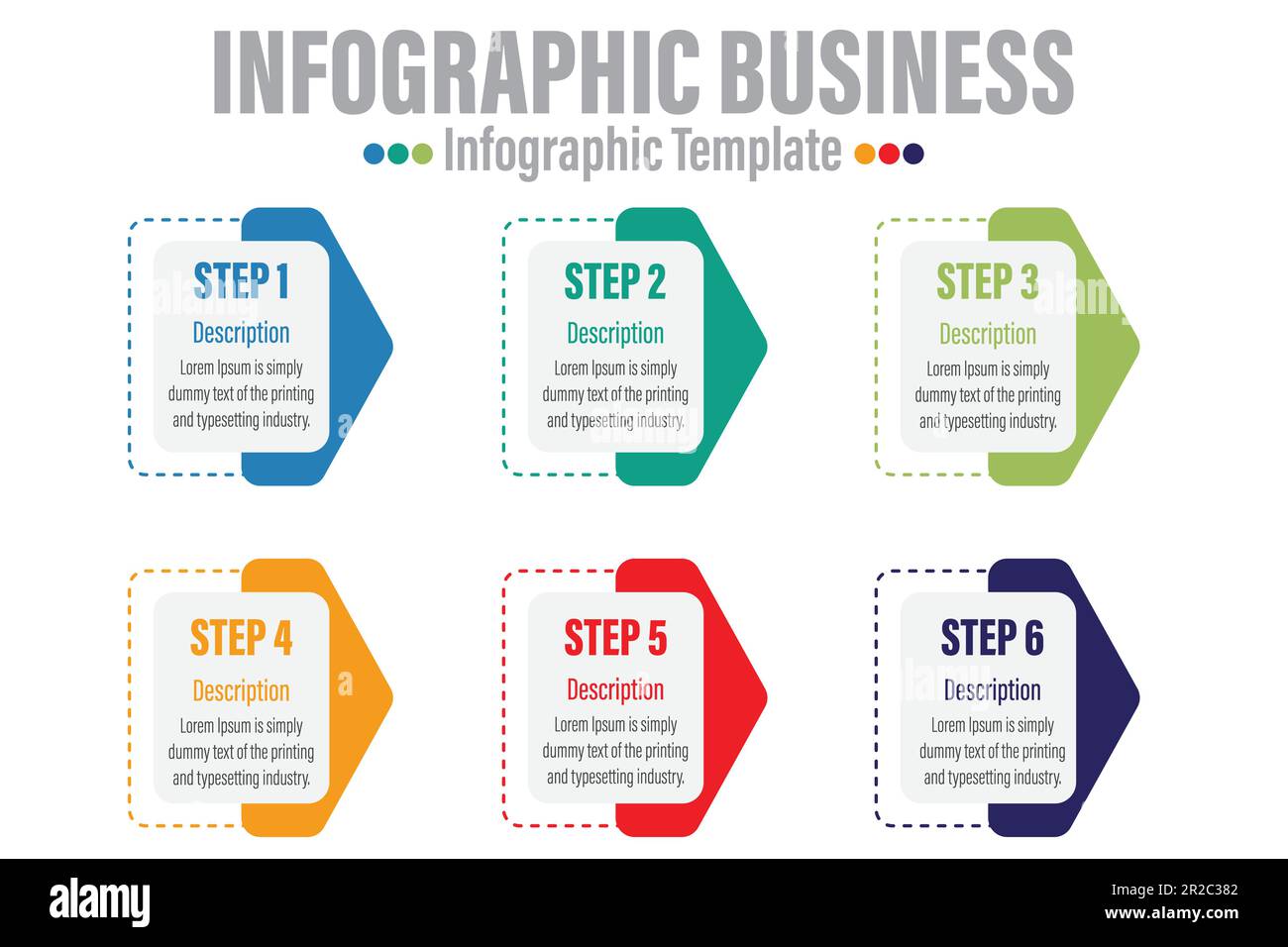 Business vector infographic design template with Six 6 Steps and Six 6 ...