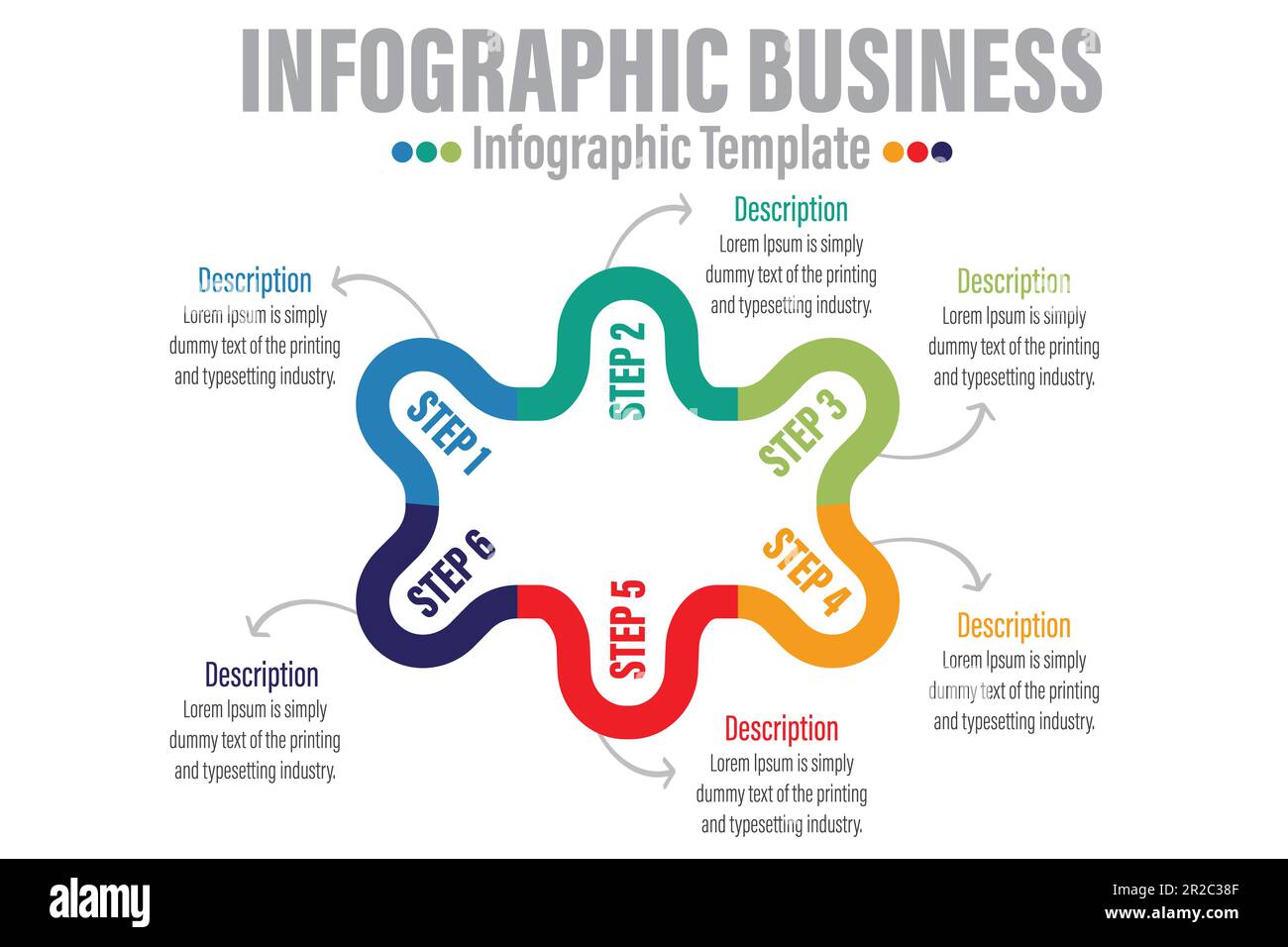 chain infographic design with Six 6 steps, Six 6 option for data ...