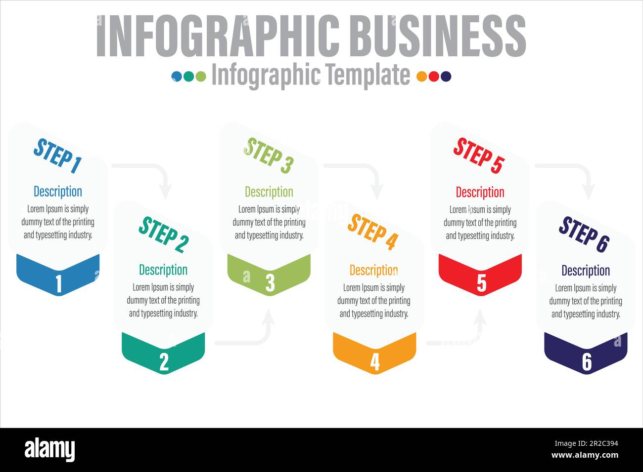 Infographic template. 6 Step timeline journey, Flat simple infographics ...
