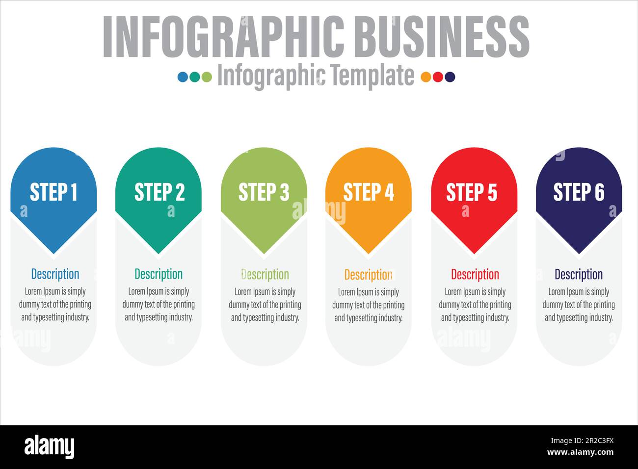 6 Steps and Six 6 option Business data Process chart. diagram with steps, options, parts or processes. business template for presentation. Abstract el Stock Vector