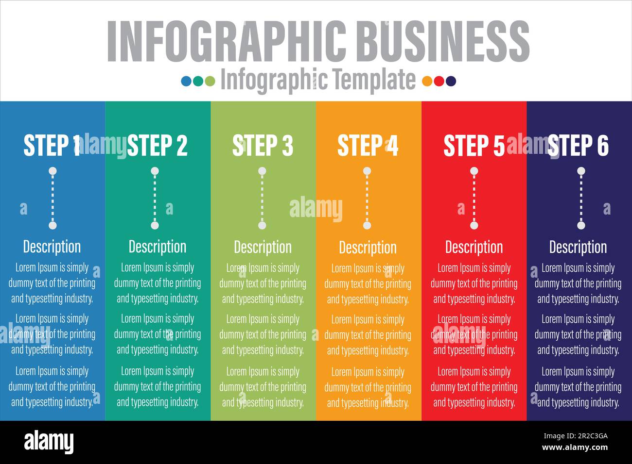 6 points 6 Steps or six option of list diagram, ascending  of process layout template, infographic element vector Stock Vector