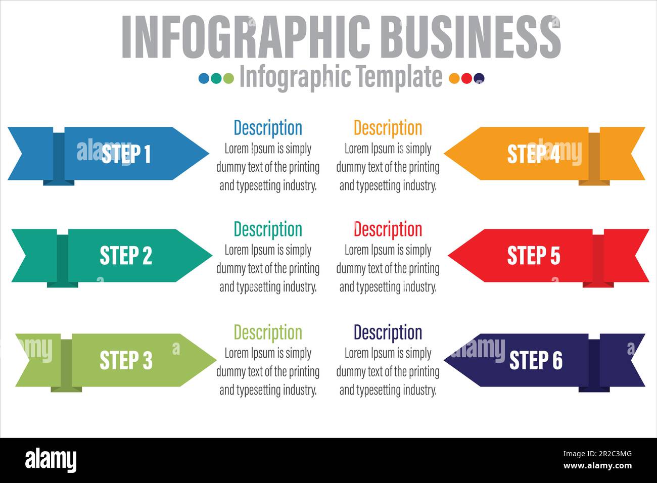 Arrow 6 Step or Six option Business data visualization. Abstract ...