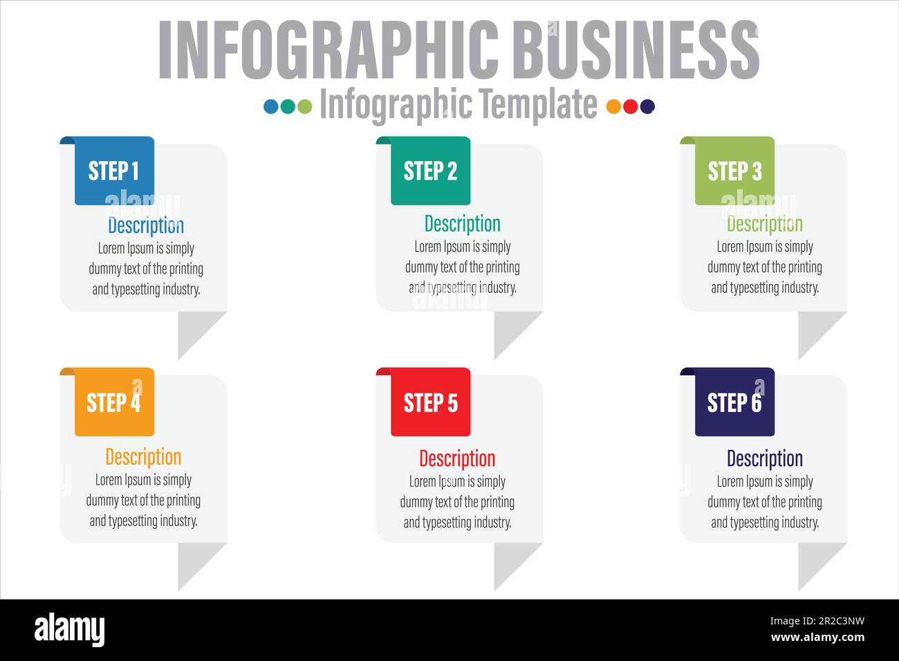 Business vector infographic design template with Six 6 Steps and Six 6 ...