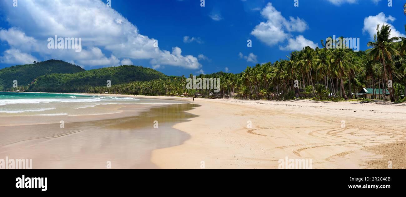Nacpan beach is located 17 km north of El Nido, Palawan, Philippines