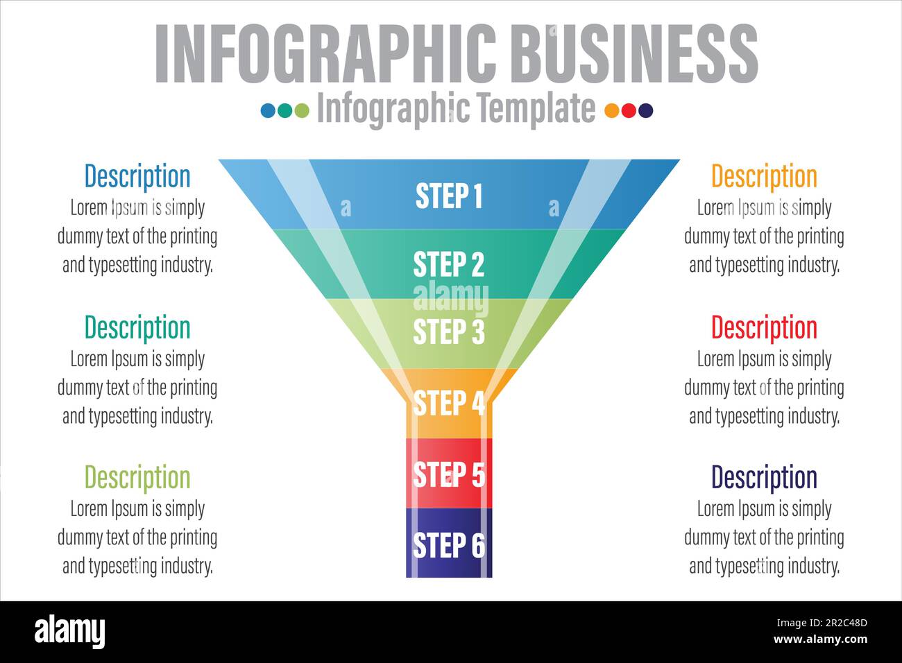 Infographic funnel block chart concept for slide presentation with six 6 Steps, six 6 option