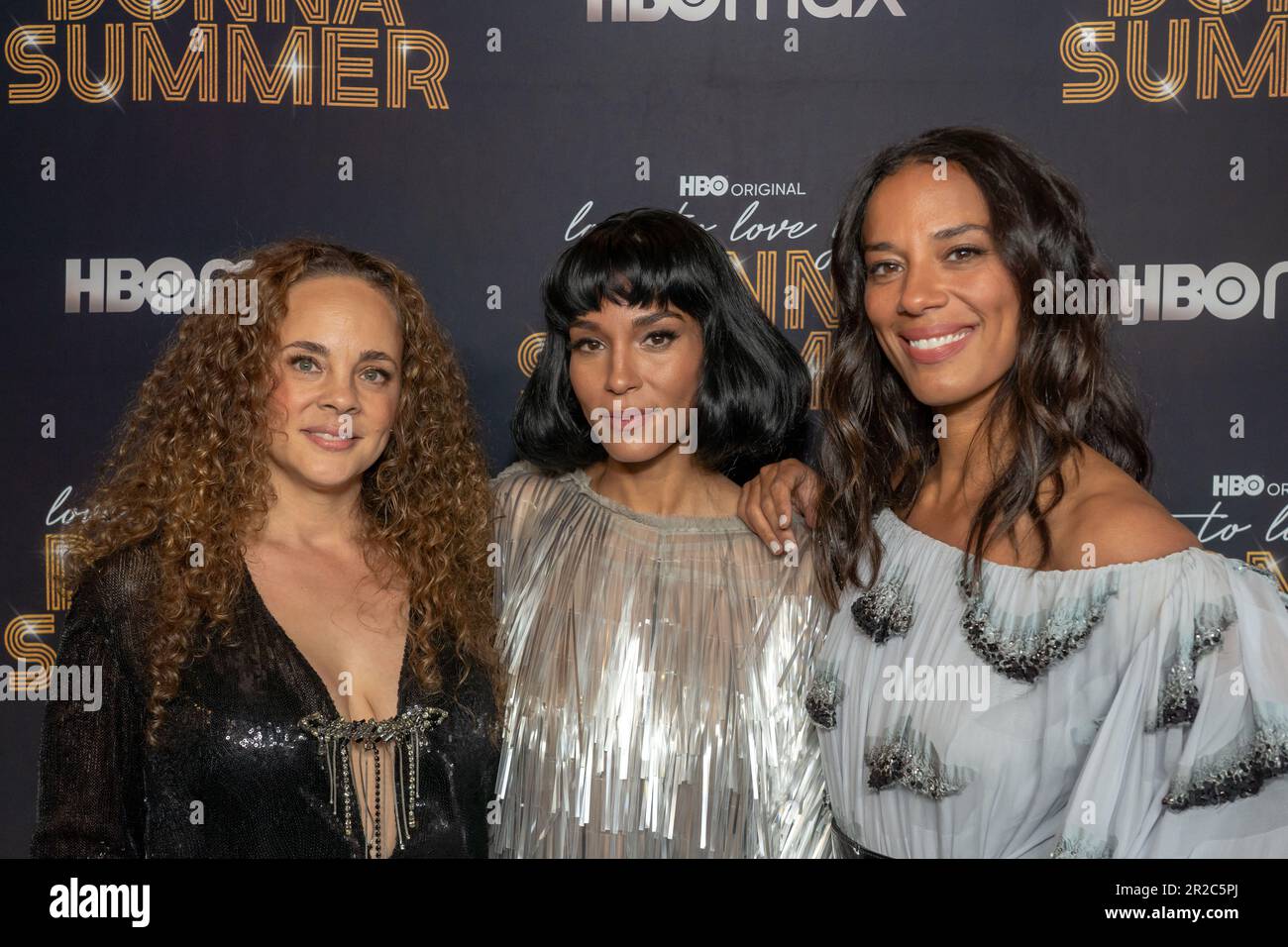 New York, United States. 18th May, 2023. NEW YORK, NEW YORK - MAY 18: Mimi Dohler, Brooklyn Sudano and Amanda Sudano-Ramirez attend the HBO Documentary Films presents the new york premiere of 'Love TO LOVE YOU, DONNA SUMMER' at The Edison Ballroom on May 18, 2023 in New York City. Credit: Ron Adar/Alamy Live News Stock Photo