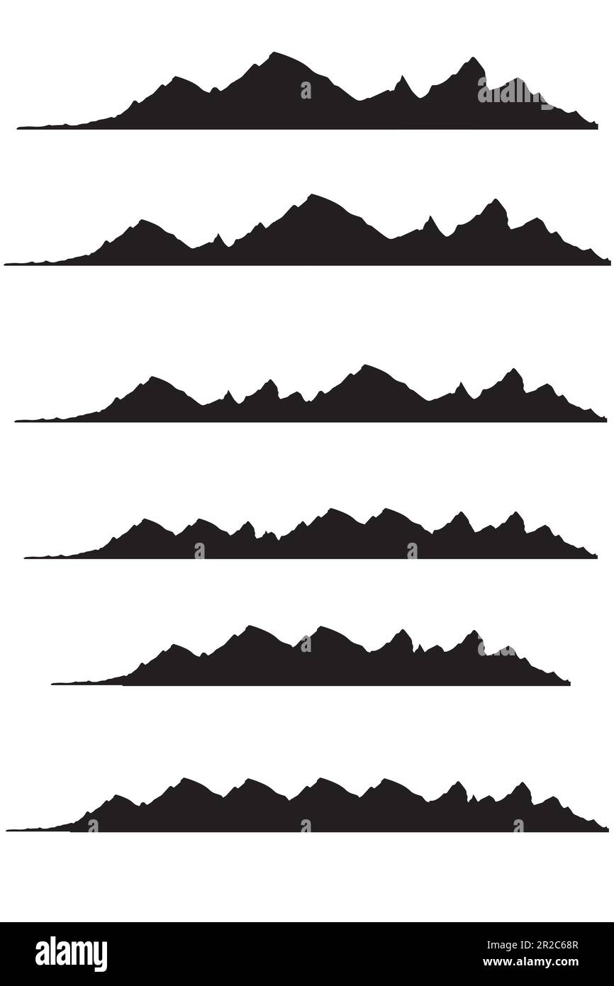 set of silhouettes of mountains Stock Vector