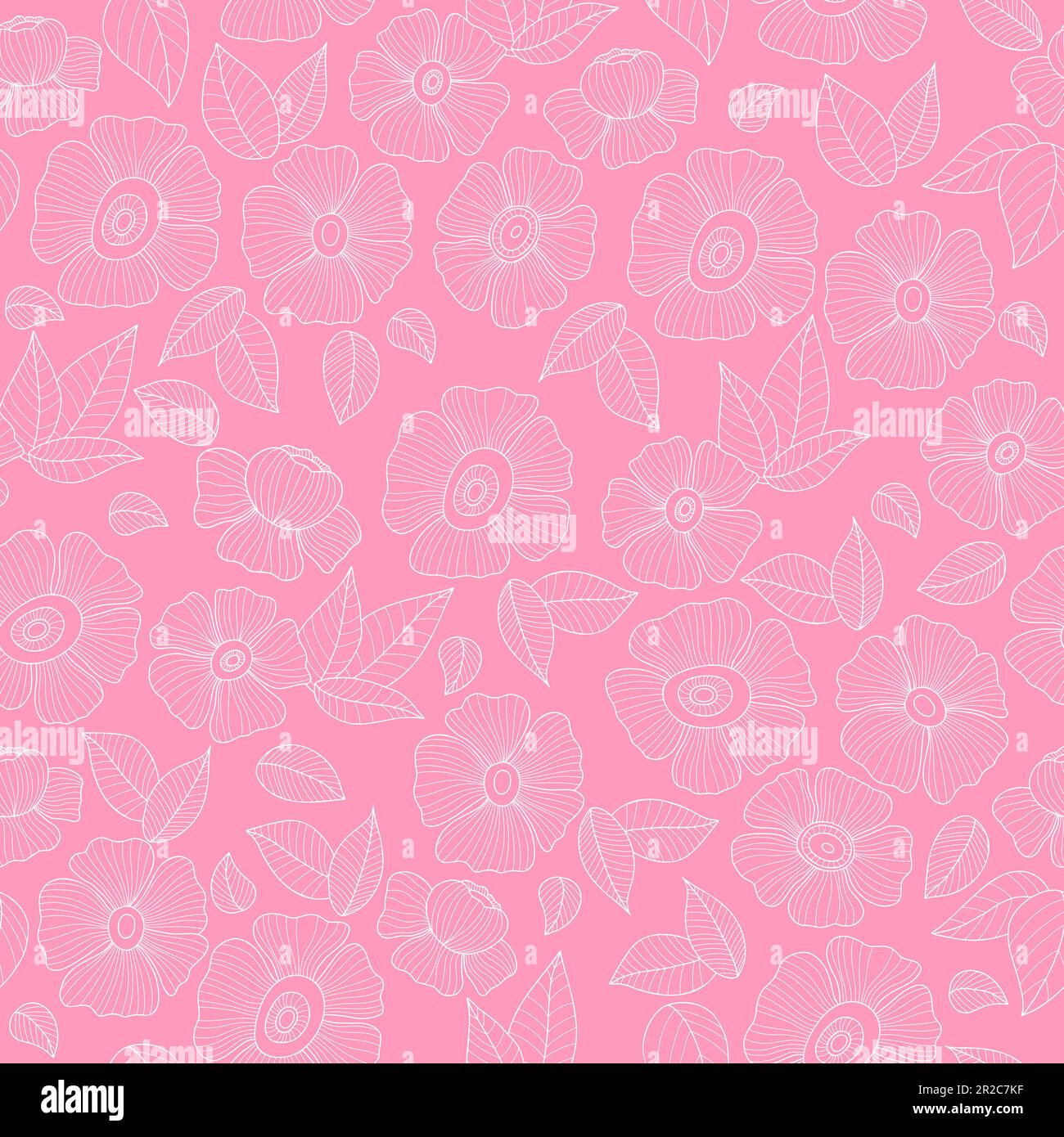 Retro floral seamless pattern with openwork groovy daisy flower on pink ...