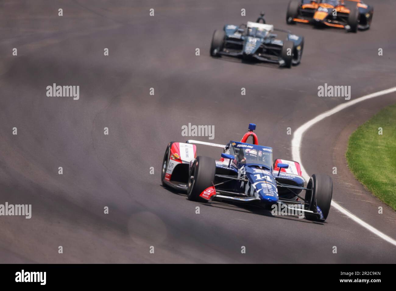 Indianapolis, United States. 18th May, 2023. IndyCar driver Kyle Kirkwood (14) of United States and A. J. Foyt Enterprises, practices for the 2023 Indy 500 at Indianapolis Motor Speedway in Indianapolis. (Photo by Jeremy Hogan/SOPA Images/Sipa USA) Credit: Sipa USA/Alamy Live News Stock Photo