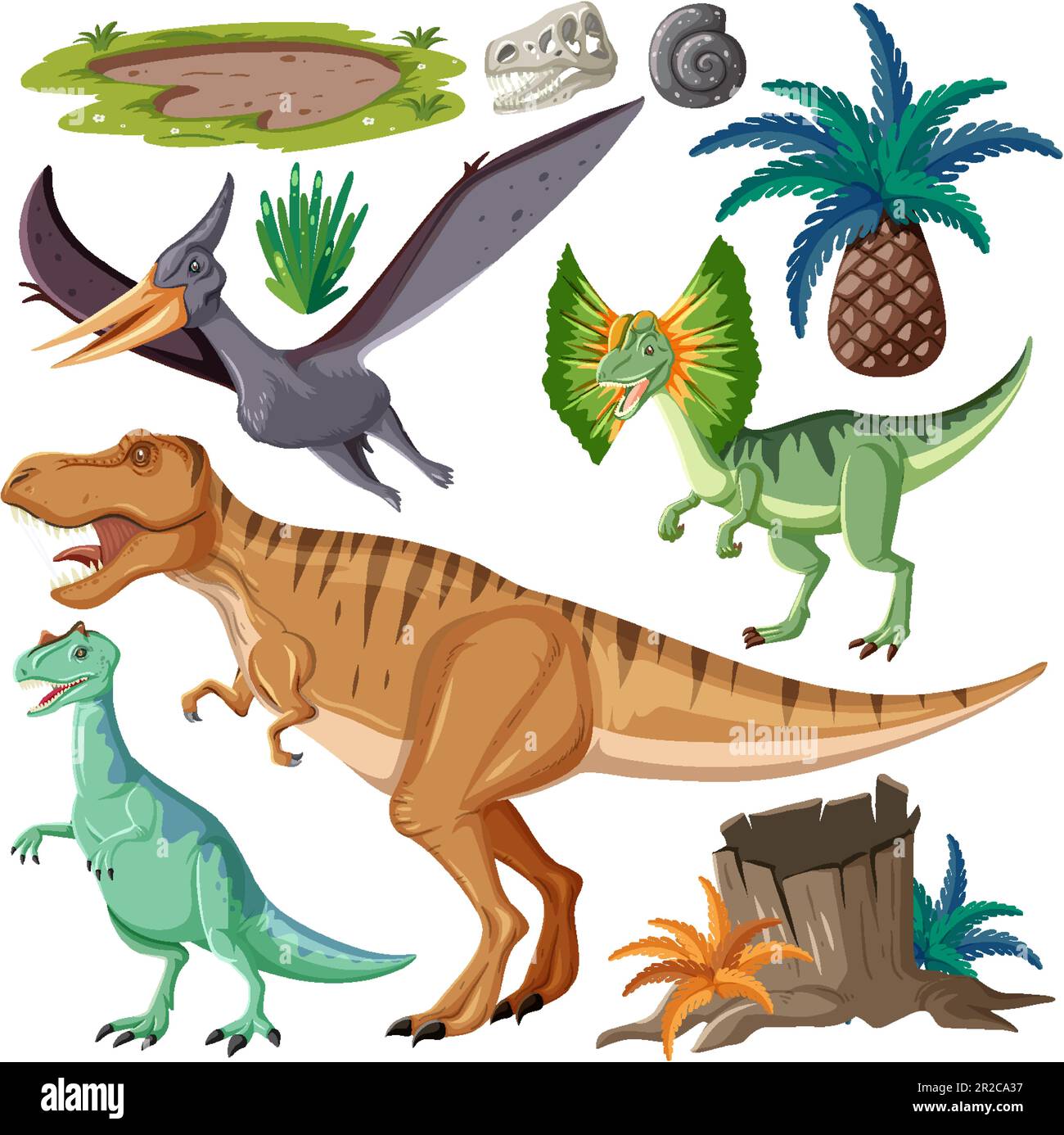 Dinosaur and Nature Elements Vector Collection illustration Stock ...