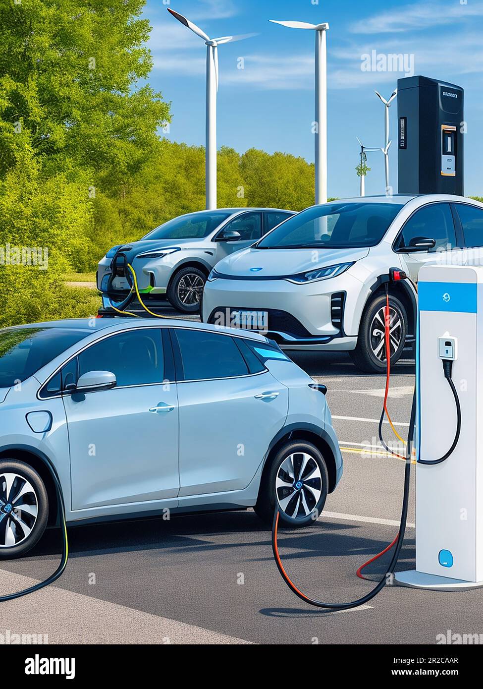 Charge electric vehicle connect to power supply to charging the battery