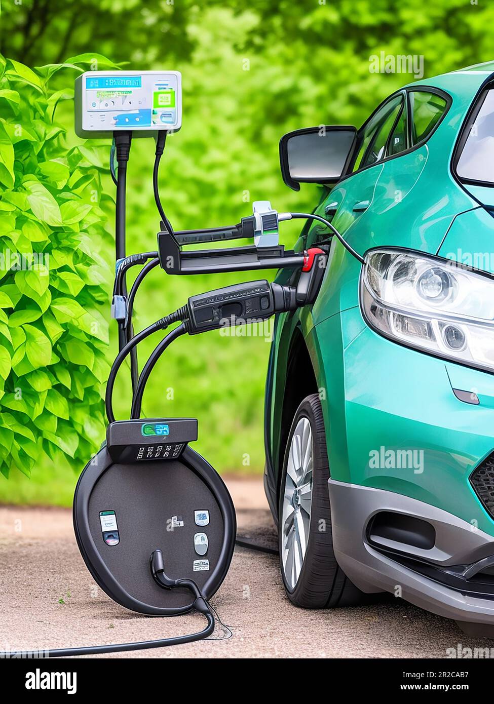 Charge electric vehicle connect to power supply to charging the battery