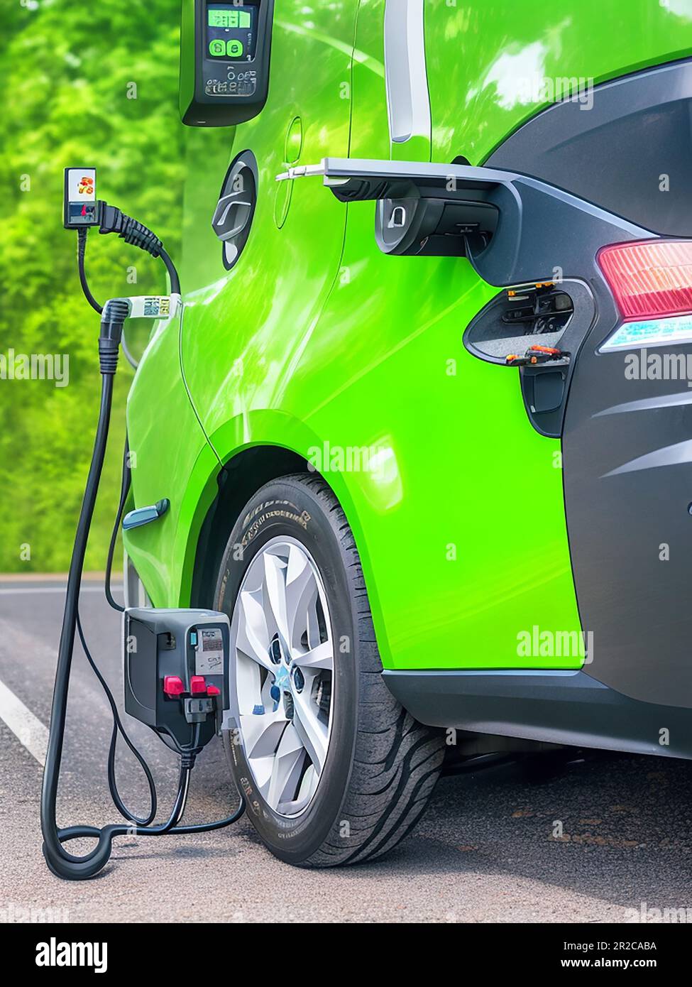 Charge electric vehicle connect to power supply to charging the battery
