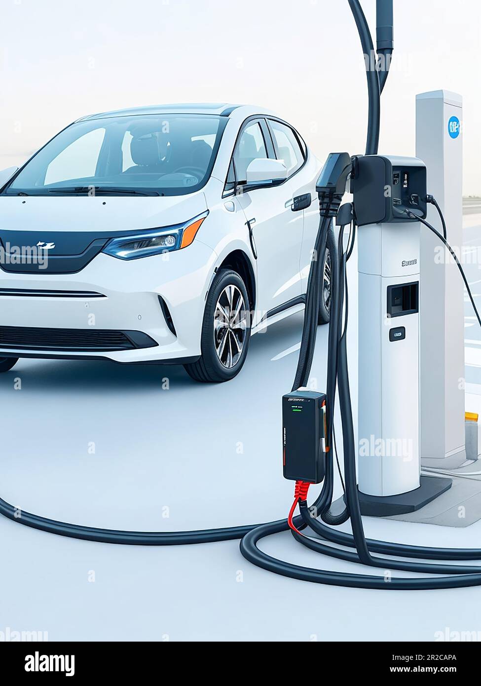 Charge electric vehicle connect to power supply to charging the battery