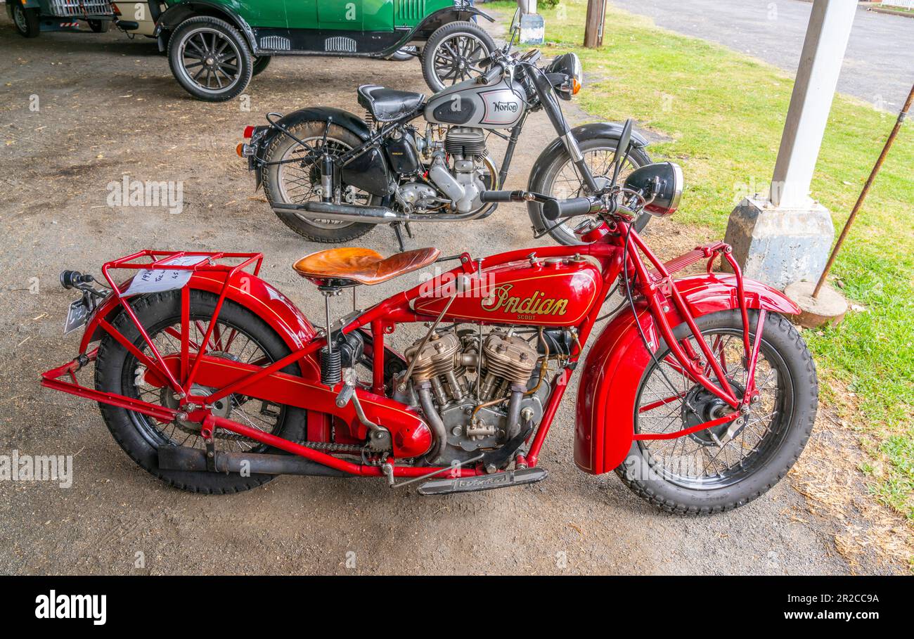 Indian 1929 101 scout 750cc 2 cyl sv at the Glen Innes car show in northern new south wales Stock Photo