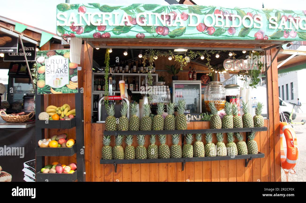 Sangria Stall, Riverside Walk, River Tagus, Lisbon, Portugal Stock Photo