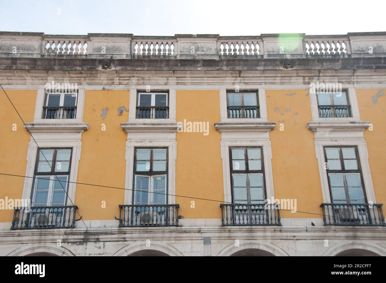 Upper Story buildings on Praca do Comercio, Lisbon, Portugal Stock Photo