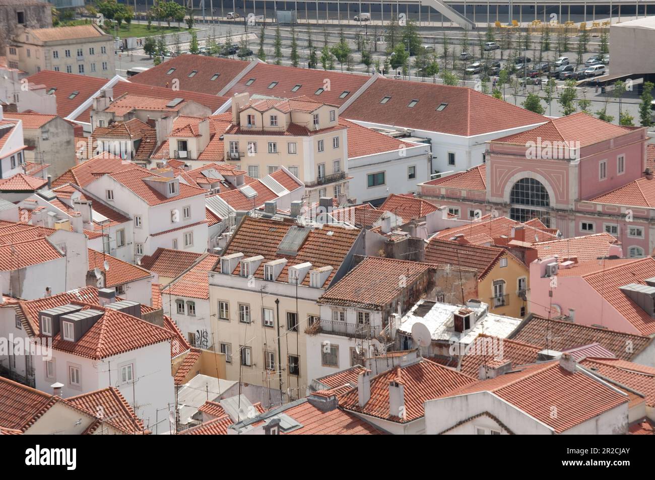 View of Lisbon's roof tops  from the Miradour de Santa Lucia, Lisbon, Portugal Stock Photo