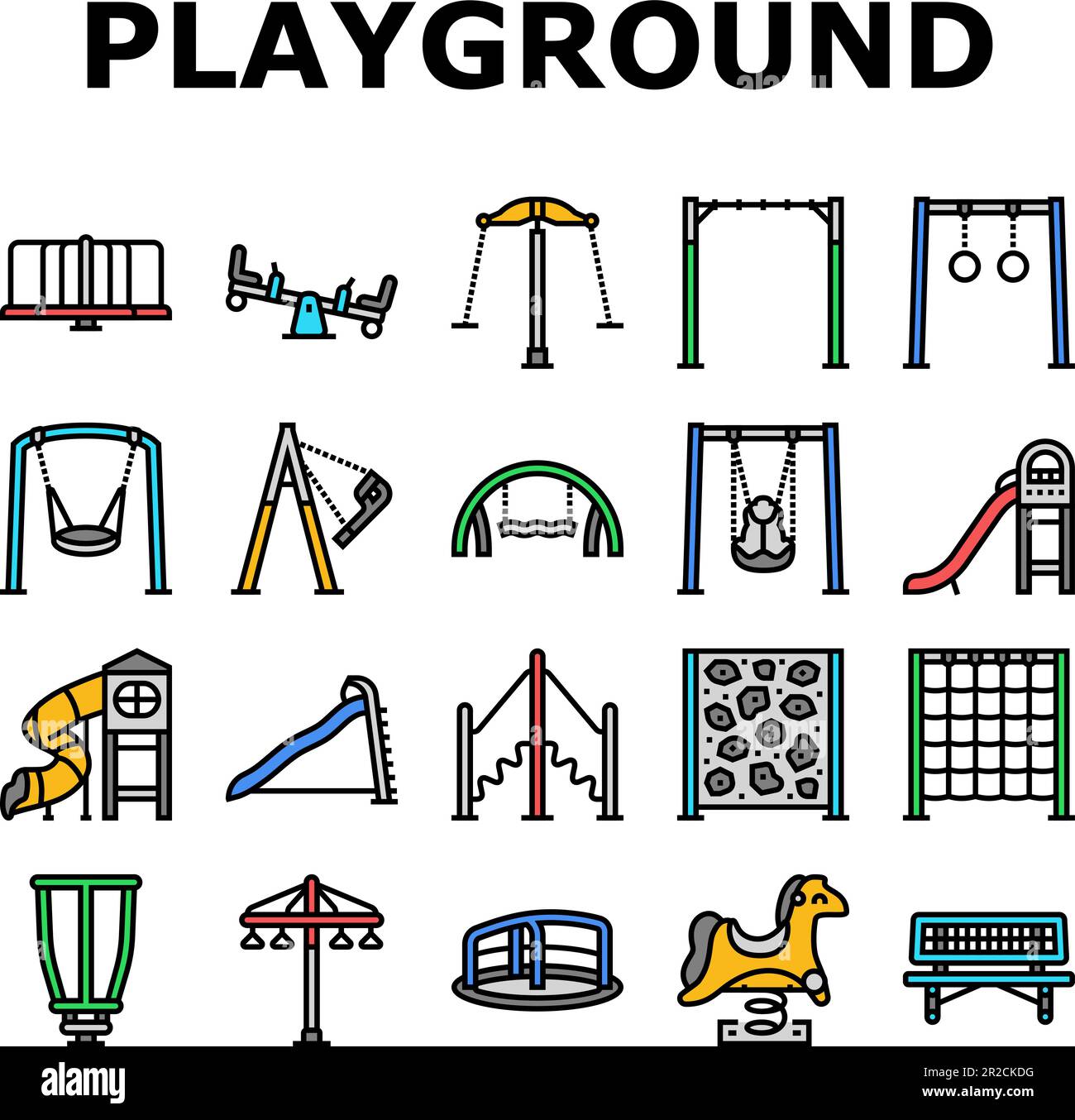 playground park outdoor play icons set vector Stock Vector Image & Art ...