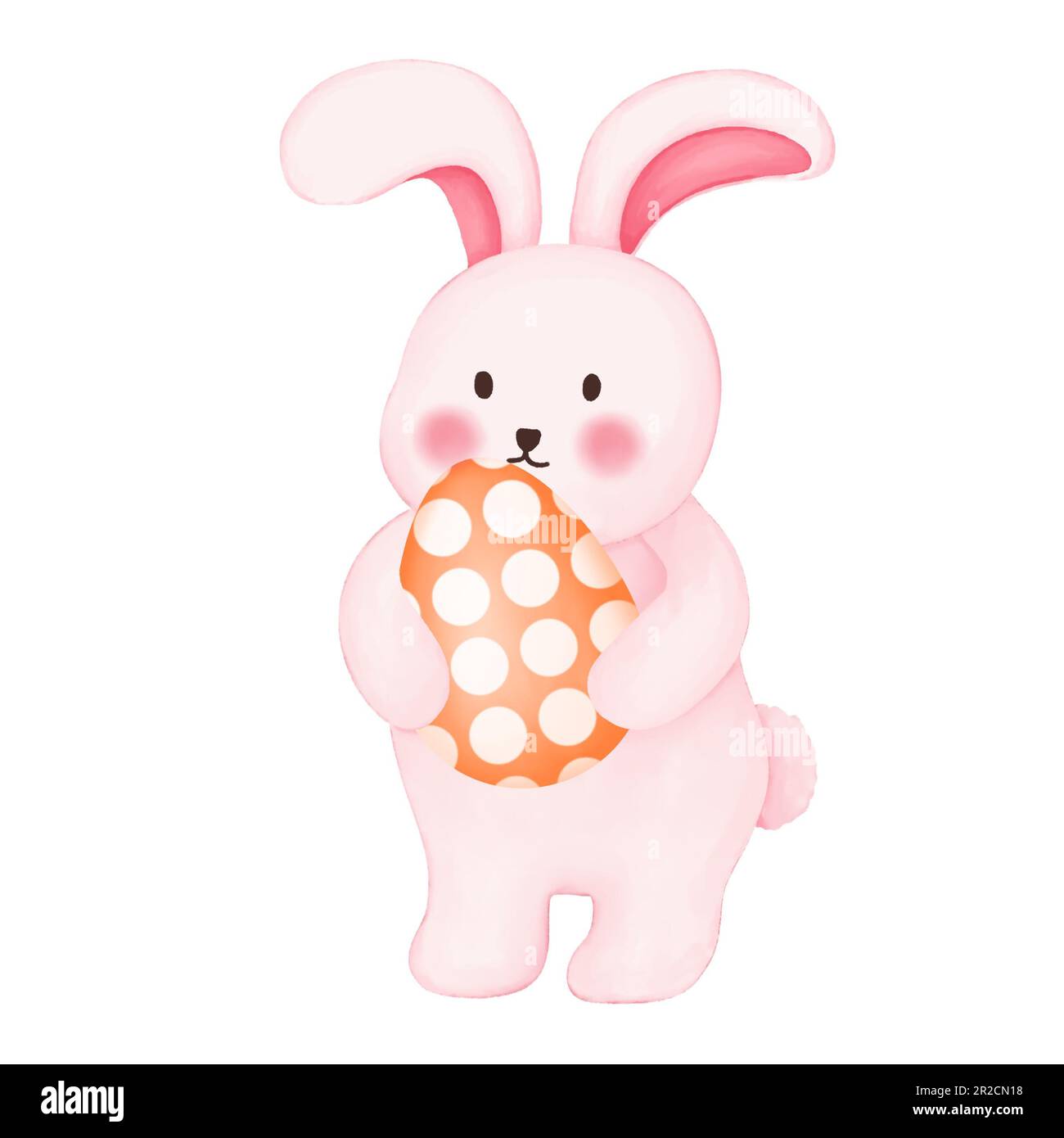 Bunny with easter egg. Watercolor easter day illustration. Stock Photo