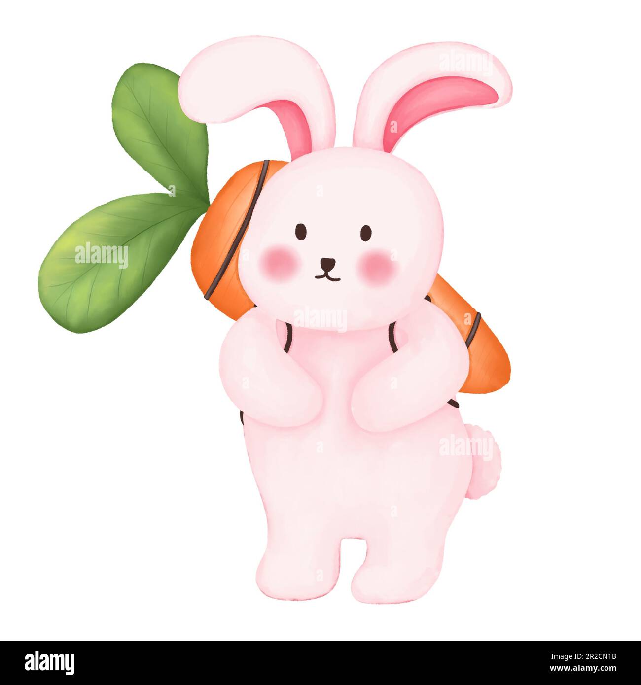Easter bunny with carrot. Watercolor rabbit and carrot illustration. Easter Day element,greeting cards,wallpaper,stationary,etc. Stock Photo