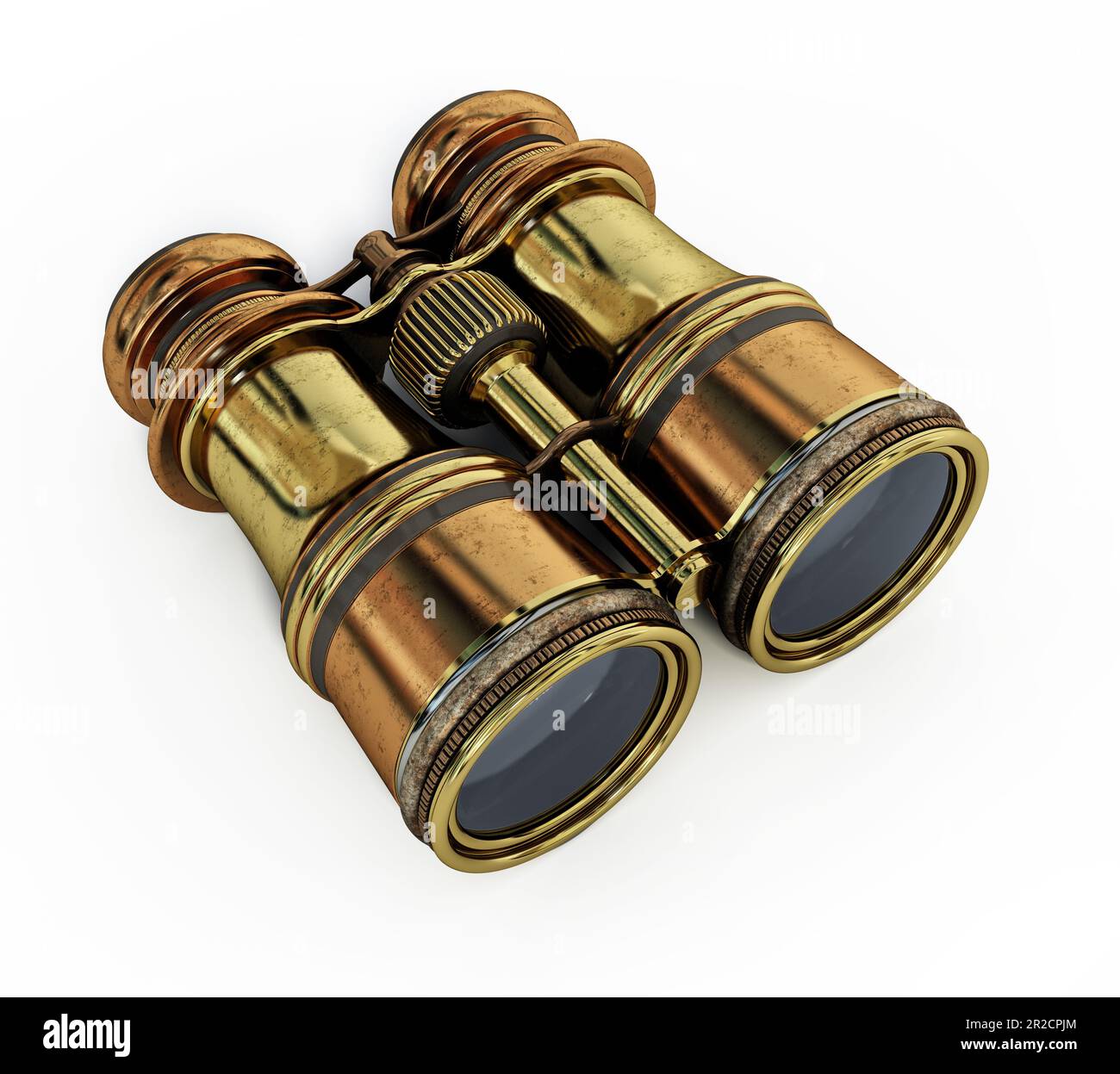 Vintage binoculars isolated on white. 3D illustration Stock Photo Alamy