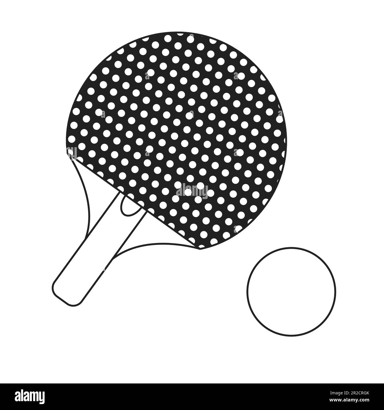 Ping pong paddle with ball monochrome flat vector object Stock Vector