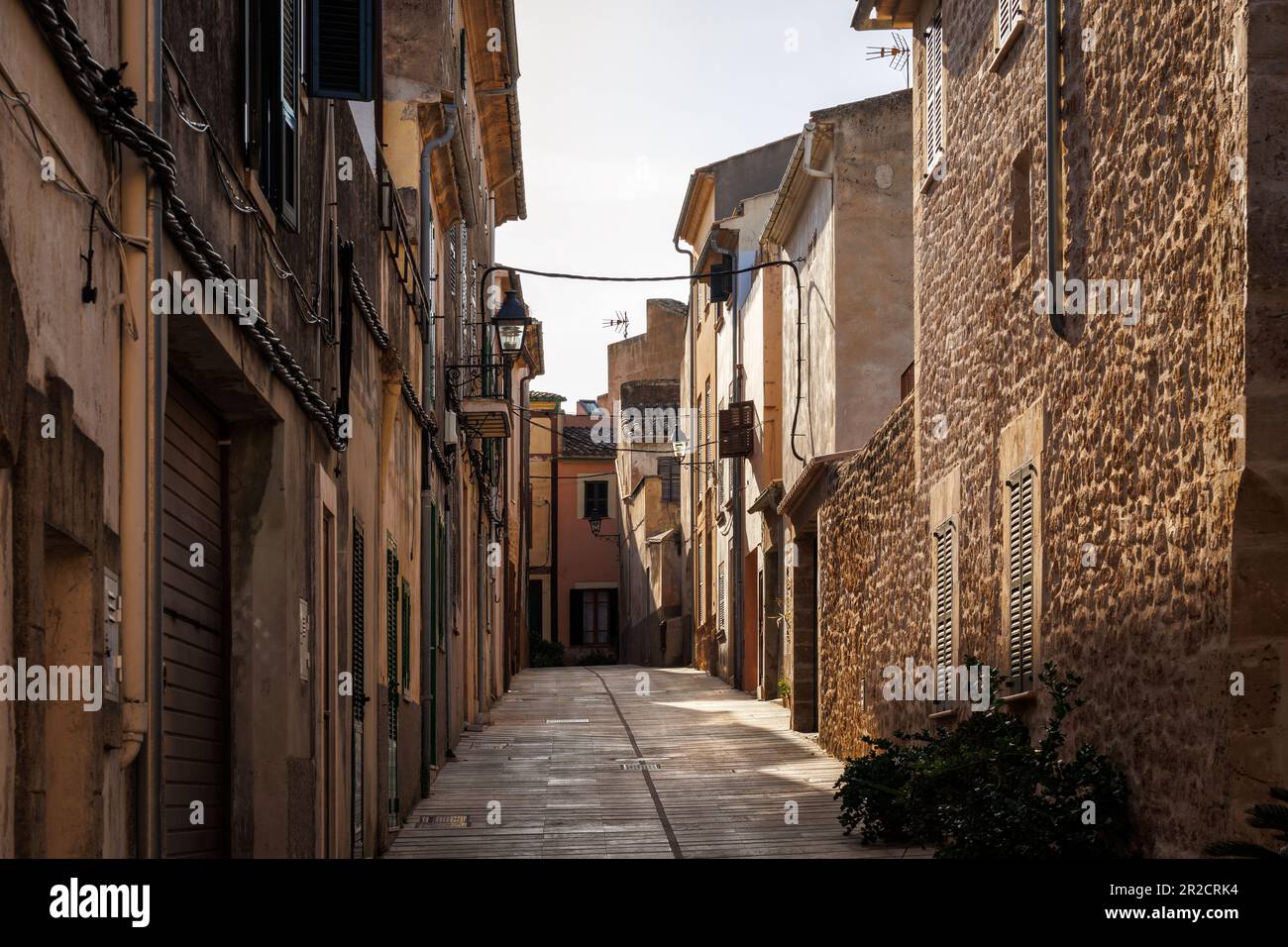 Alcudia street. Typical old town in Majorca with a narrow street and