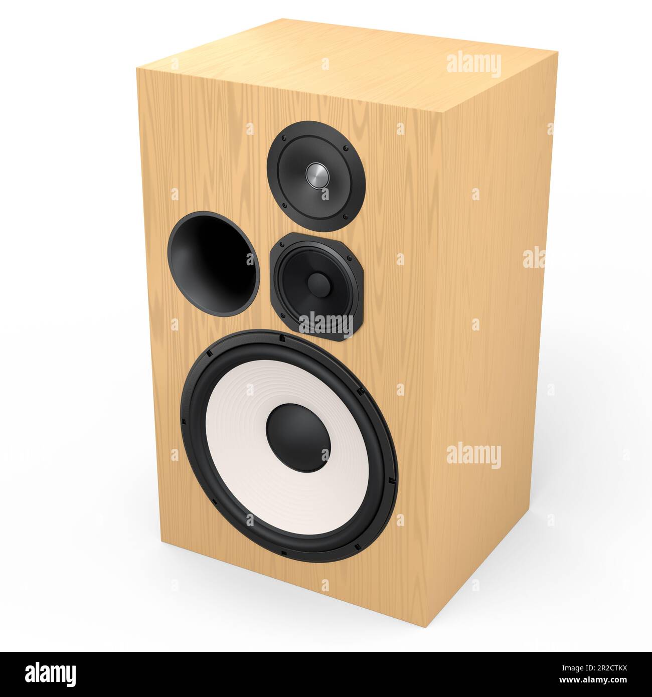 Hifi speakers with loudspeakers isolated on white background. 3d