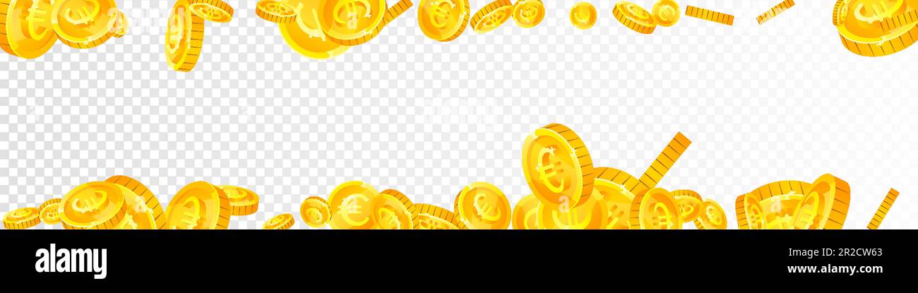 European Union Euro coins falling. Scattered gold EUR coins. Europe ...