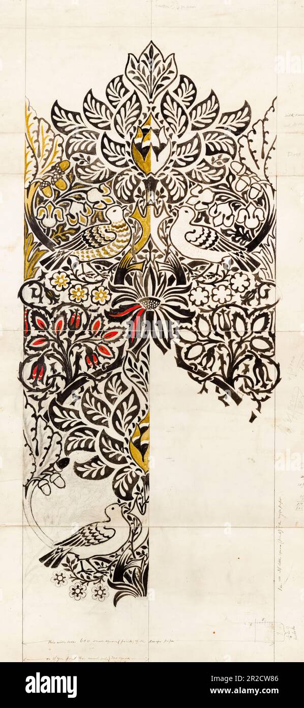 William Morris, Dove and Rose, pattern design illustration 1879 Stock Photo