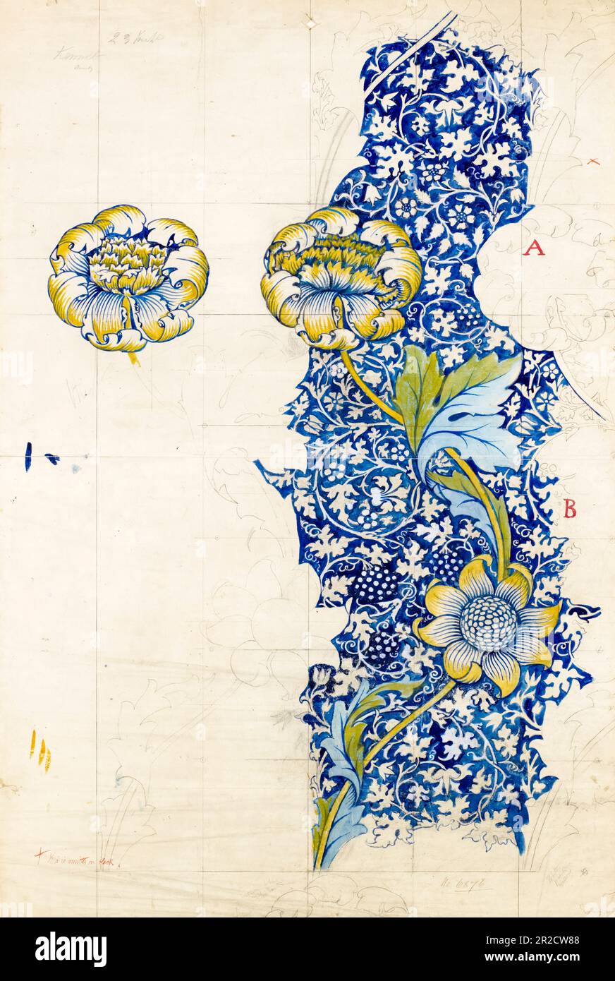 William Morris, Kennet, pattern design illustration 1883 Stock Photo