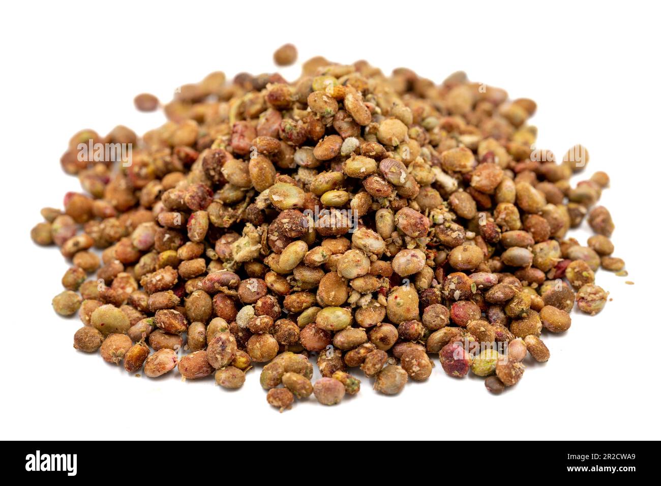 Sumac seeds. Dried sumac berries isolated on white background. Spice concept. Close up Stock